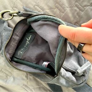 Free People, blue suede, cross body sling. Lightly used, pretreated before use.